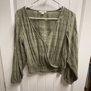 American Eagle Army Green Blouse Size XS EUC